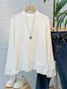 Korean Lace Patchwork Long-Sleeve Women’s T-Shirt, Age-Defying Loose Base Layer, Fall/Winter 2025 Fashion Design