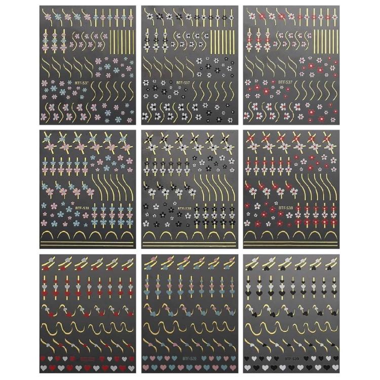 French Tips Nail Art Stickers Adhesive Nail Decals Heart Lines Nail Sticker Manicure Accessories for Nail Art Decors 1