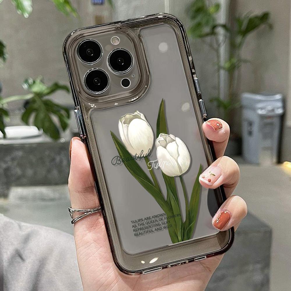 Tulip Flower Phone Case For iPhone 14 Pro Max Case For iPhone 11 12 13 Pro Max XR 7 8 14 15 Plus XS Max X SE Soft Clear Cover
