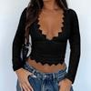Spring Summer Women's Y2K Sexy Deep V Hollow Sweet Spice Style Lace Pullover Top
