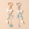 Cute Bowknot Love Heart Keychain Pearl Key Ring Pendants For Women Girls Handbag Decor Diy Handmade Key Chain Gifts