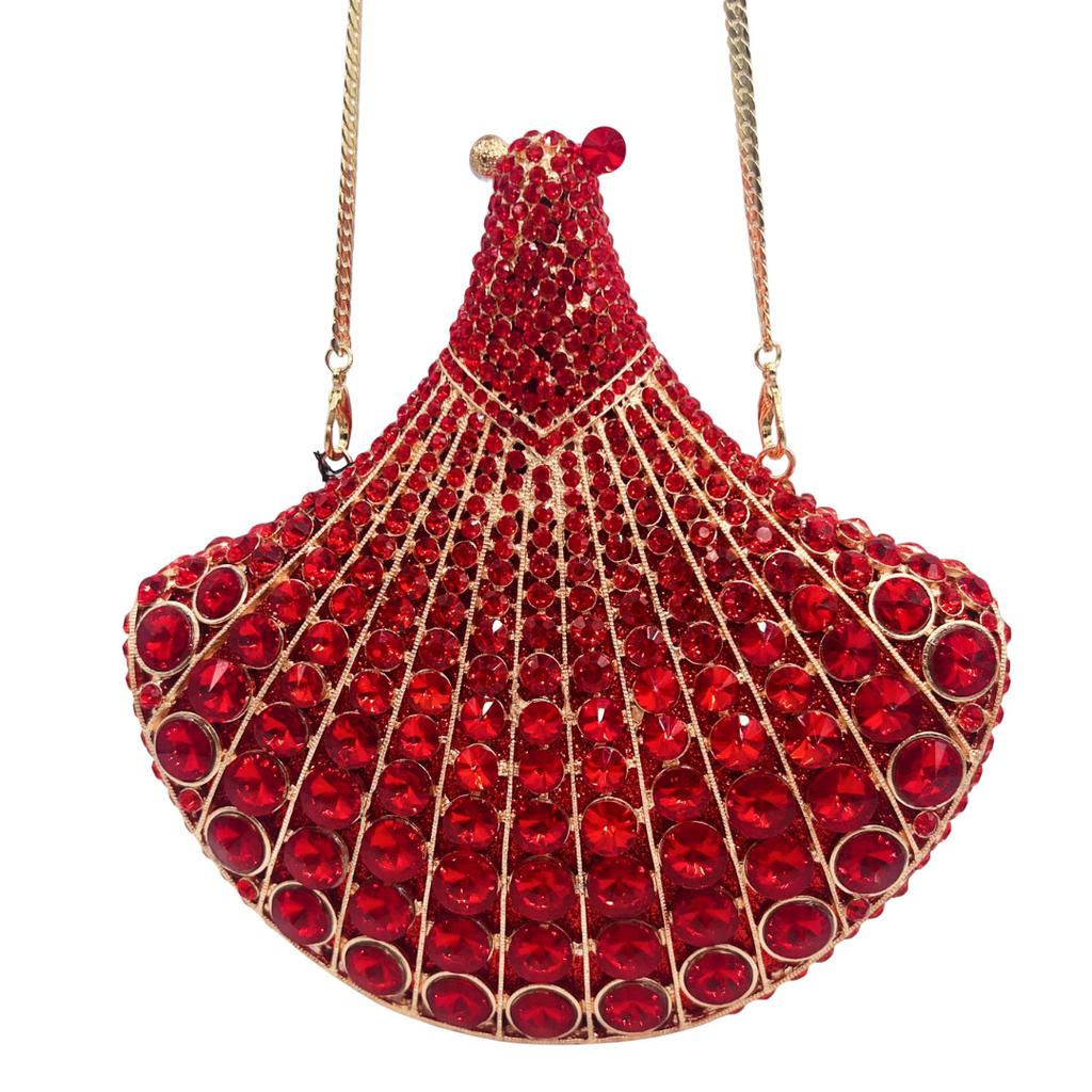 Clutch bag scalloped diamond high-end rhinestone dinner bag banquet party annual meeting clutch