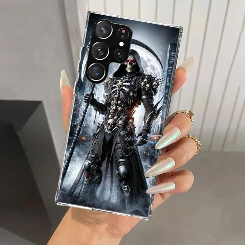 Death Grim Reaper Skull Scythe Phone Case for Samsung Galaxy S26 S24 S23 Ultra S25 Edge S22 S21 Plus S20 FE + Soft Print Shell F