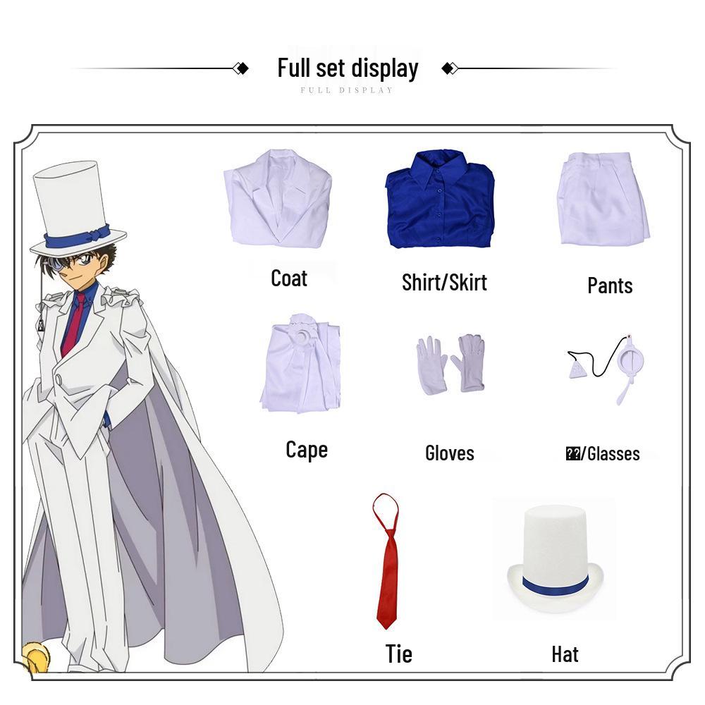 

Костюм для косплея Мистический город Фантом Кид - Аниме наряд детектива Конана для мужчин Child 150