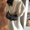 Monochromatic feminine shoulder bag soft PU bag zippered interior pocket high quality fashionable crescent moon