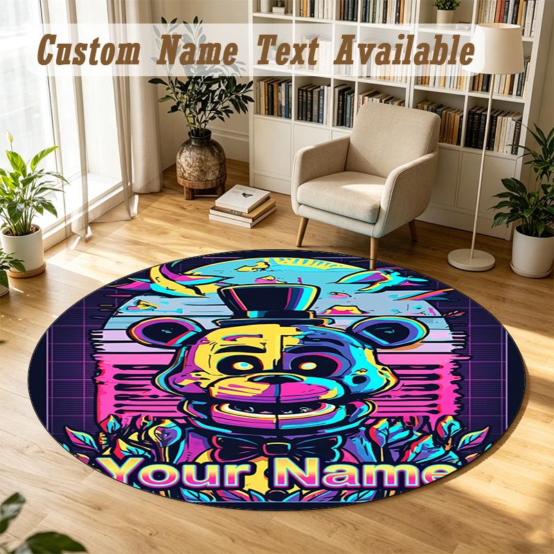 Round Rug Custom NameFive Nights at Freddy’s Pattern Non Slip Carpet Home Floor Decor
