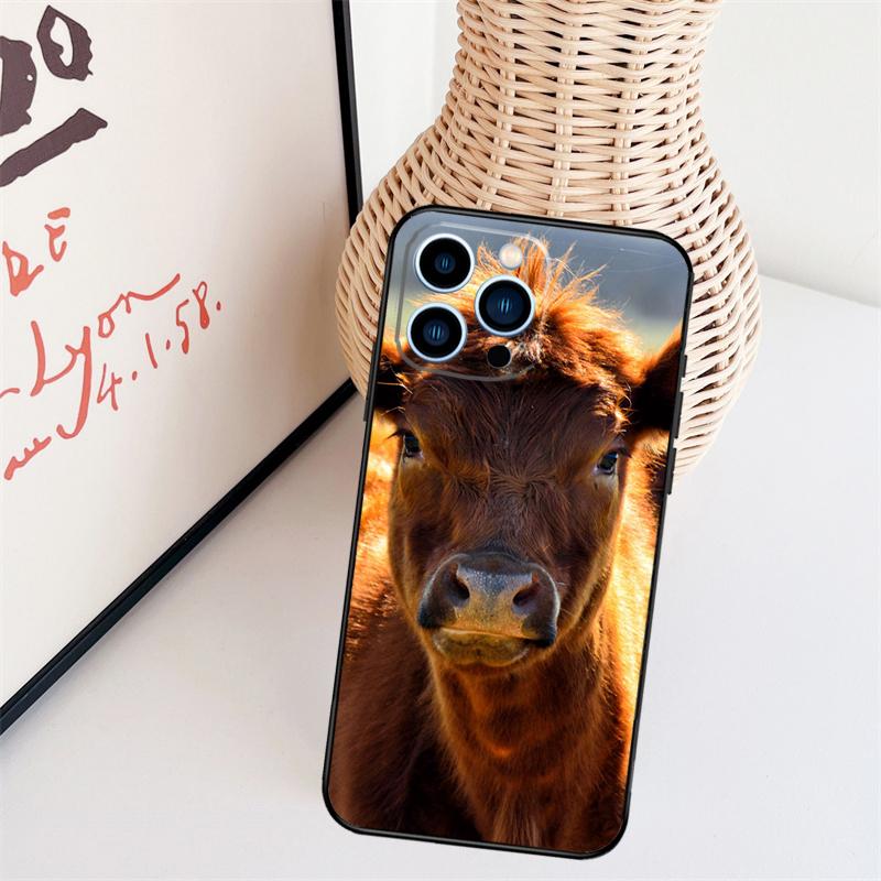 Funny Cow Face Phone Case For iPhone 16 15 Pro Max 11 12 13 Mini 14 Plus X XR XS Max Cover