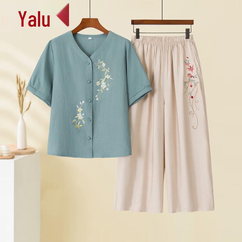 

Yalu Женский летний комплект из двух предметов в новом китайском стиле 4XL