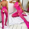 Hot Sexy Bow Open Crotch Bodystockings Women Sexy Lingerie Trending Fishnet Bodysuit Lace Underwear Erotic Garter Stockings New