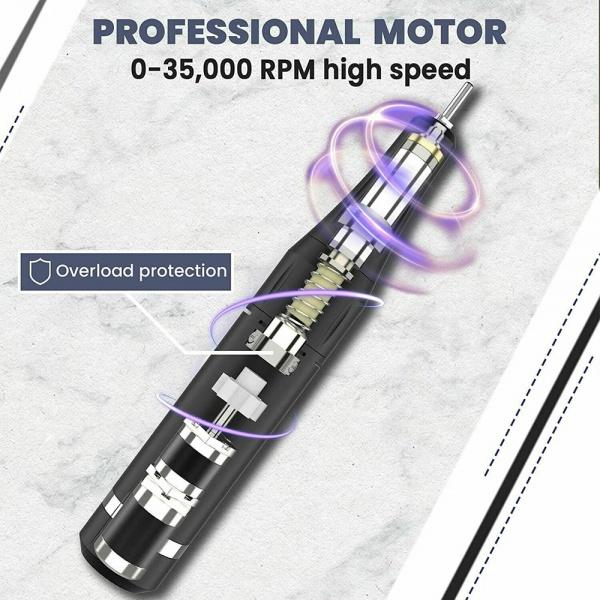 30000RPM Tragbare Wiederaufladbare Elektrische Nagel Bohrer Bits Maniküre Maschine Stift Pediküre 6 Bits Bohrer Mühle Cutter Maschine Nagel Kit