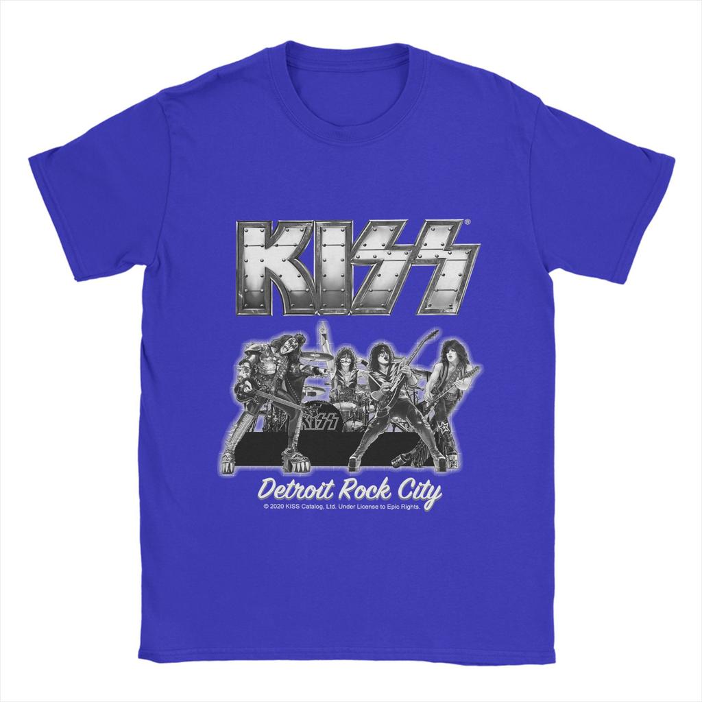 Men T-Shirt KISS Band Rock Funny 100% Cotton Tee Shirt Short Sleeve T Shirt Round Neck Tops Plus Size