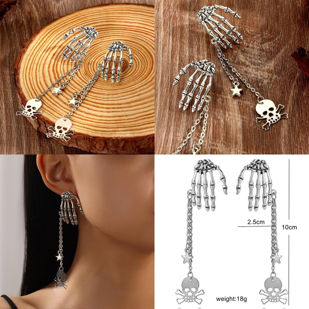 Pirate Skeleton Drop Earrings With Electroplated Finish For Womens Party Accessory