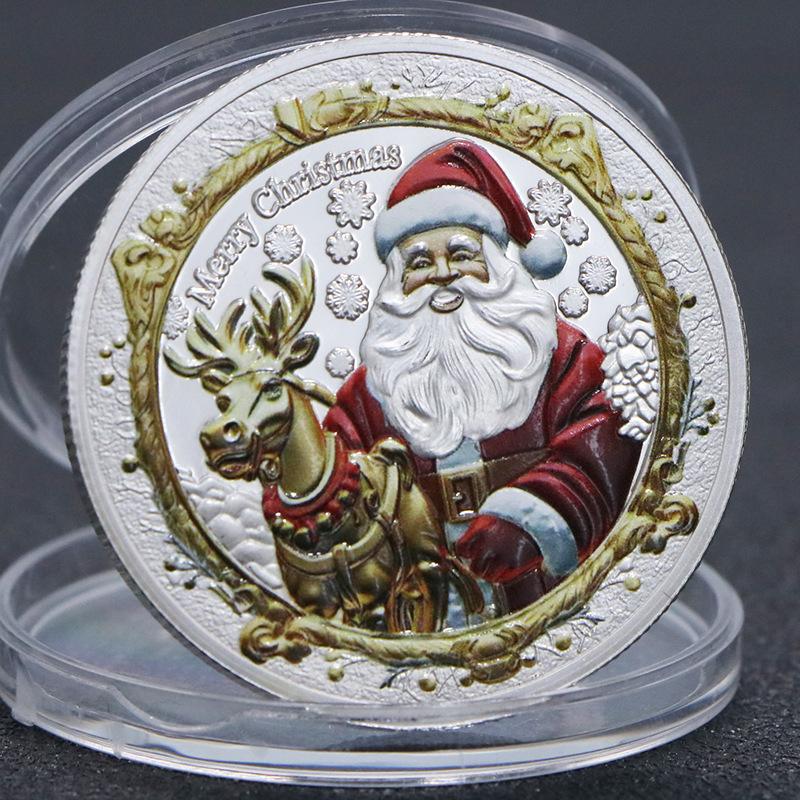 Europeisk och amerikansk jultomte, guldpläterad och silverpläterad, minnesmynt, medaljer, nyårsgåvor, julklapp, julstrumpa