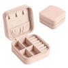Zippered Leather-Material Jewelry Storage Case with Lid Hooks, Interior Pocket, Ring Rolls, and Removable Dividers