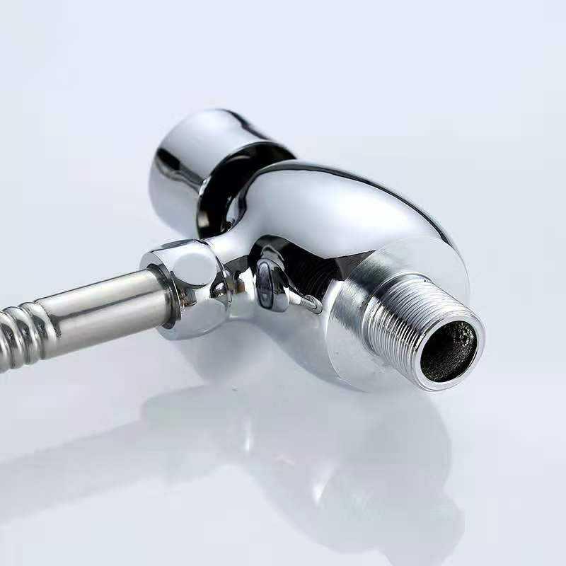 Water Saving Eco-Friendly Chrome Brass Urinal Flush Valve Single Flush 25-80 psi Hand Press Time Delayed Wall-Mounted Manual