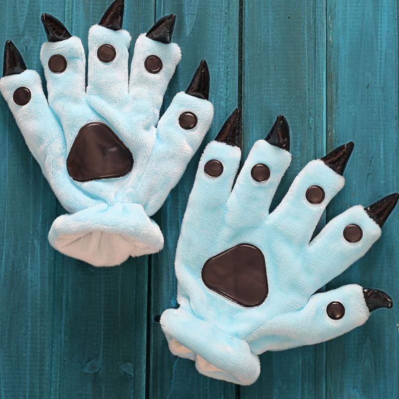 Plush Dinosaur Paw Gloves Cartoon Cute Animal Hand Gloves Animal Paw Warm Gloves Cosplay Tool Costume Party Accessories