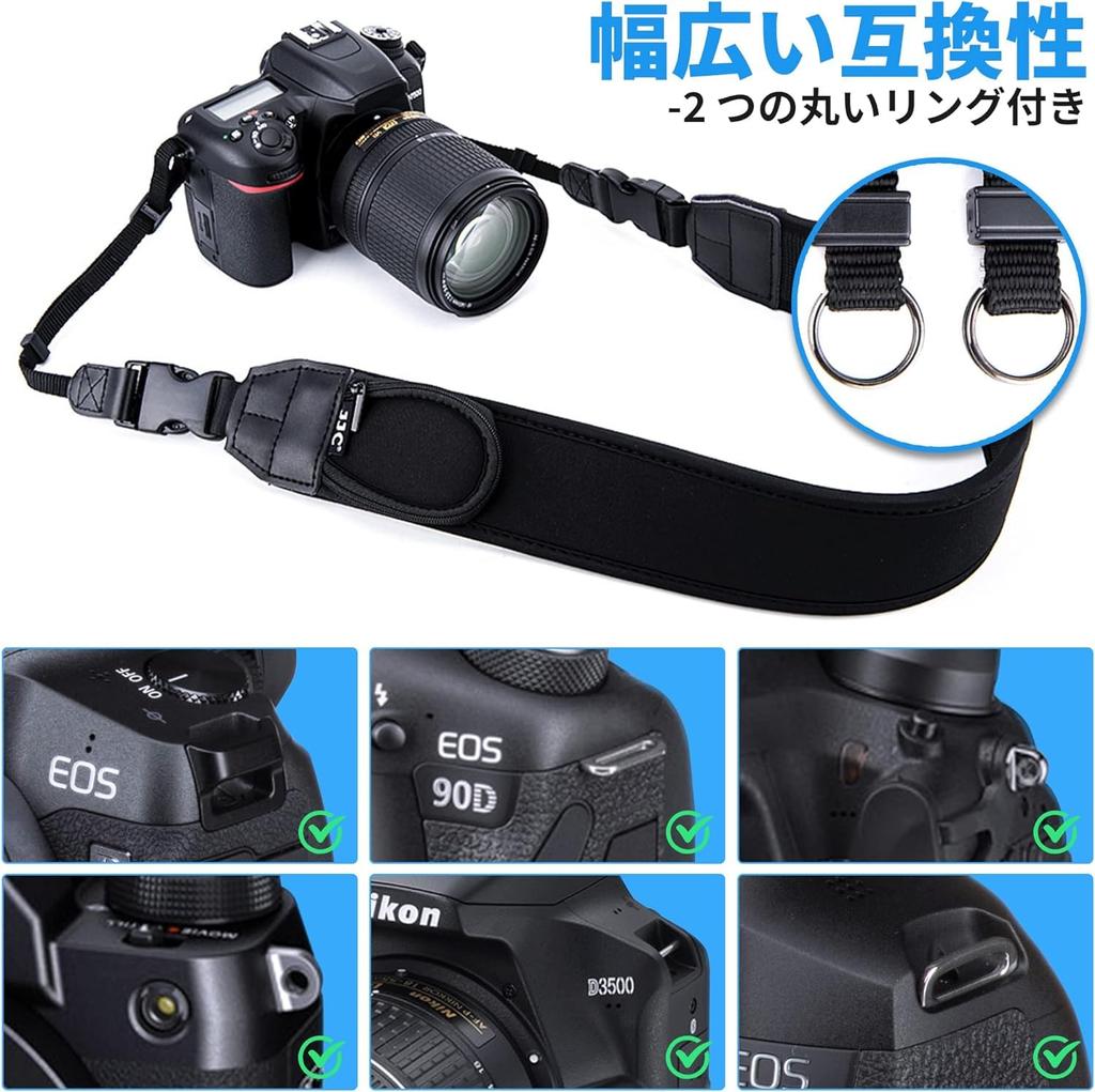 JJC Camera Strap with Storage Camera Shoulder Card and Compatible with Canon EOS R5 Mark II R6 R5 R7 R8 R50 Nikon Z8 ZF ZFC Z7 Z6 III II Z5 Coolpix