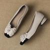 Fashion Elegant Flower Decoration Low Heel Shoes for Women Fashion Square Toe Wedge Designer Shoes Comfortable Soft Leather Casual Shoes