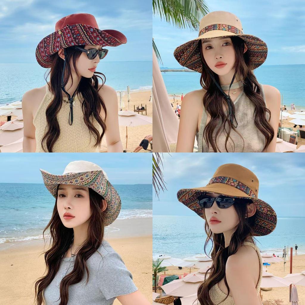 Etnisk Stil Western Cowboyhatt För Kvinnor Män Med Bred Brätte Solskydd Utomhus Solhatt