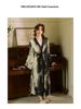 Elegant Chinese Ink Wash Satin Loose Robe - Luxury Home Leisure Wear