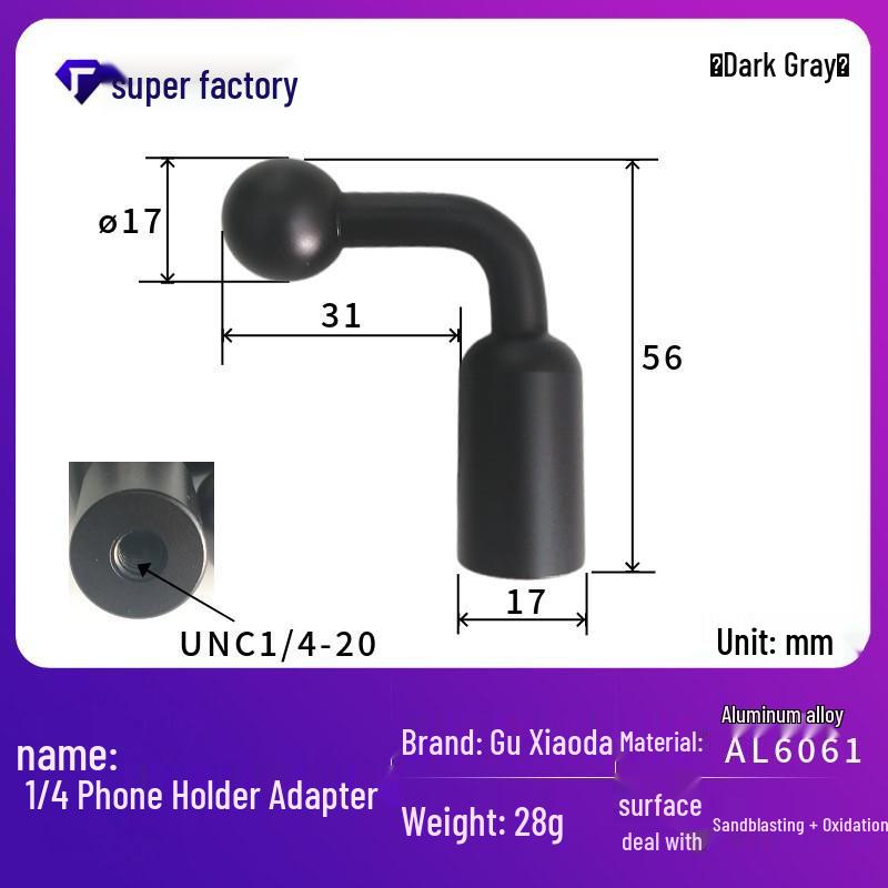 Aluminum Alloy Bent Ball Head Phone Holder for Motorcycle Rearview Mirror
