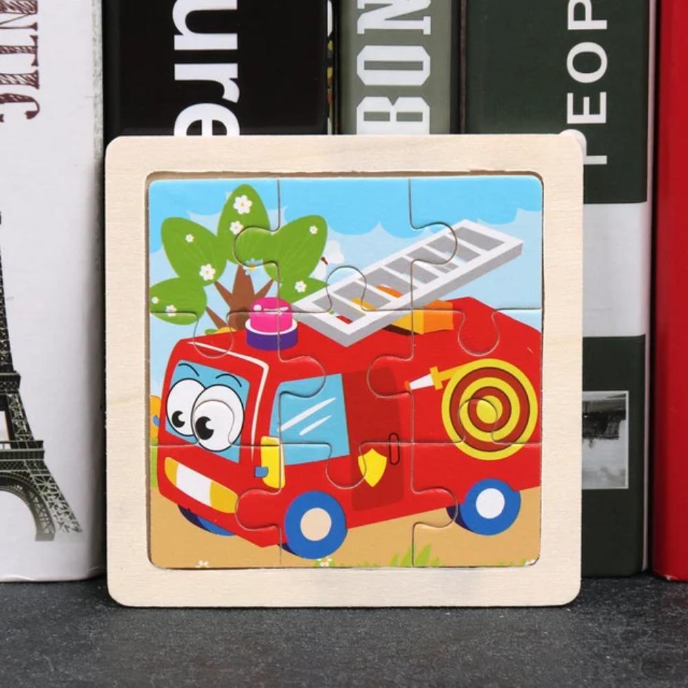 Baby Toys 3D Wooden Puzzle 11x11cm Cartoon Animal Vehicle Jigsaw Wood Puzzle Toys Educational Montessori Toys For Children