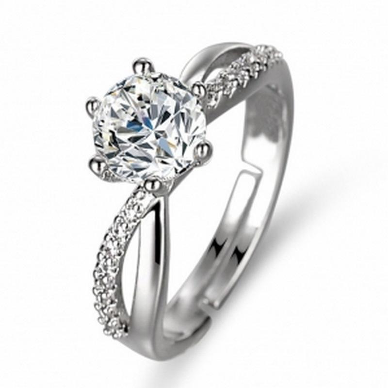 [Copper Products] Diamond-Encrusted Zircon Niche Design Opening Simple Ring Ring Woman