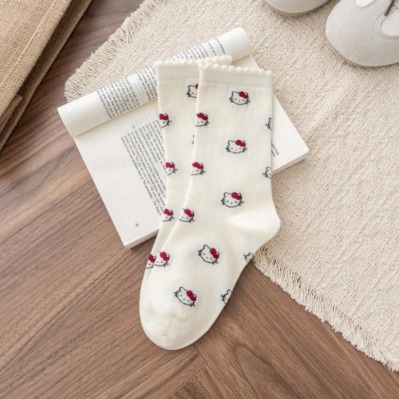 Bubble Mouth Cartoon Cat Socks Girl Cute Cat Jacquard Boneless Breathable College Style Pile Socks