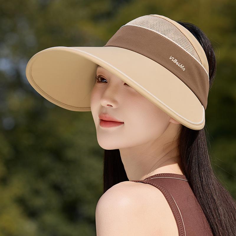 Women's Quick-Dry Ice Silk Sun Hat with Large Brim - Summer Open Top, Korean Style, for Large Head Circumference