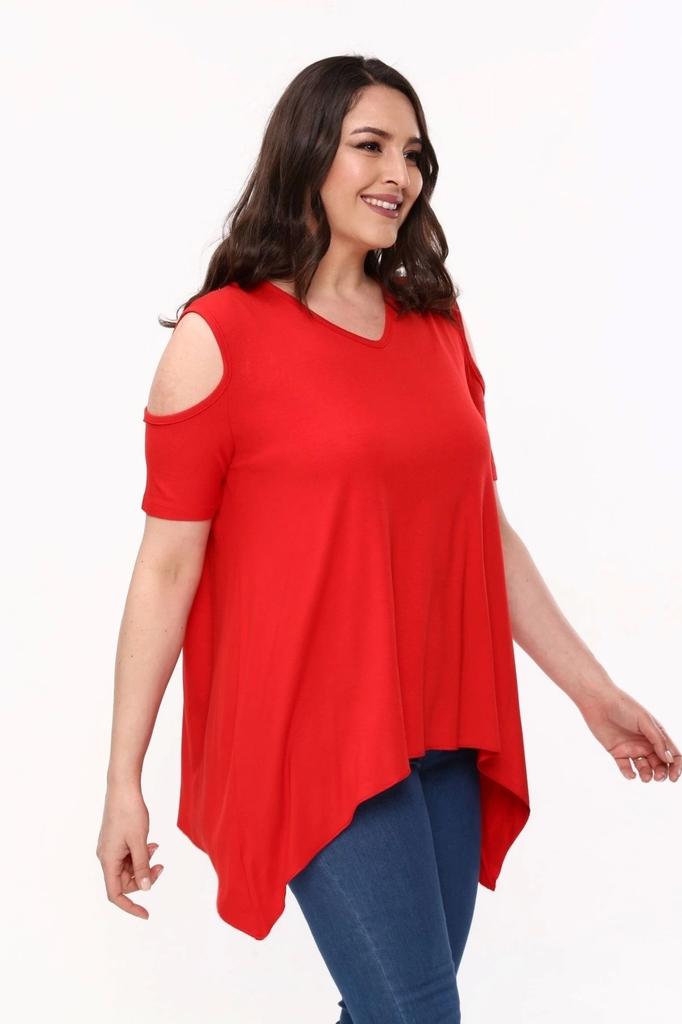 Bluză de damă mărime mare Bluză asimetrică cu ferestre pe umeri