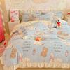 Thickened Milk Fleece Four-Piece Set Cartoon Lace Model Fleece Bed Sheet Quilt Cover Flannel Three-Piece Set
