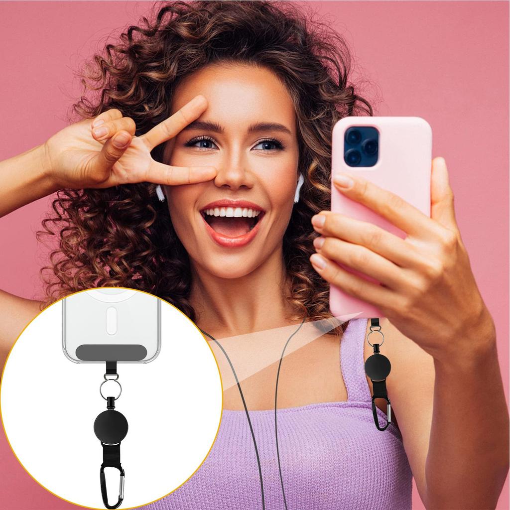Anti Theft Phone Security Strap with Carabiner Retractable Phone Tether Lanyard Prevents Phones from Falling for Cycling Skiing
