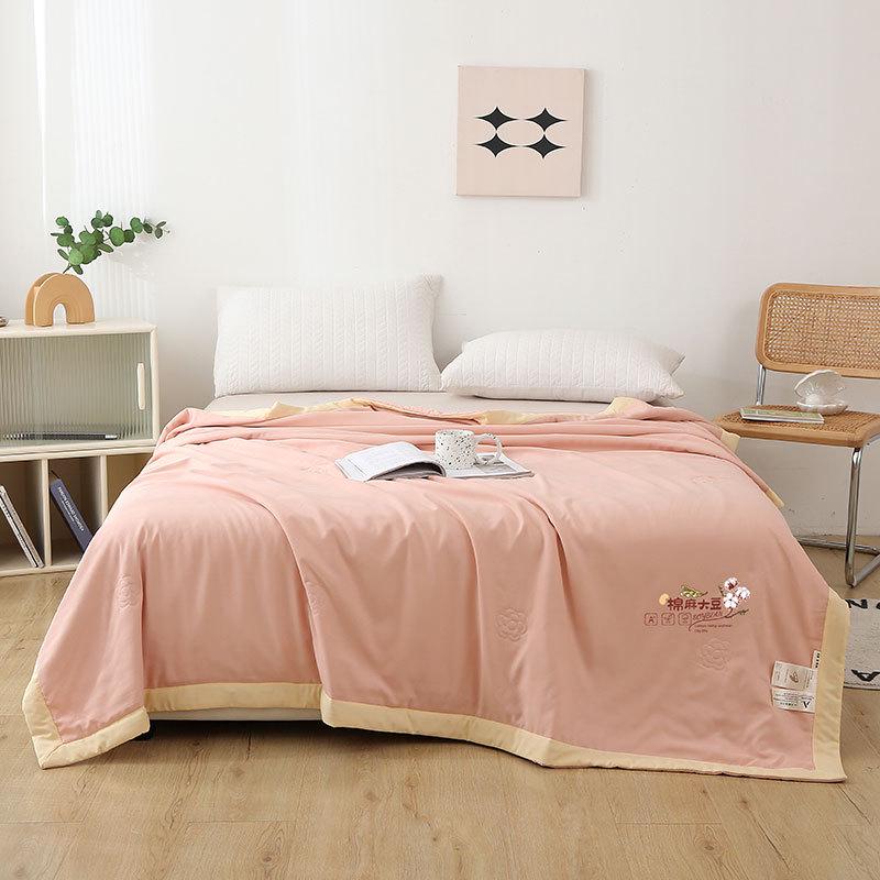 2026 Summer Cotton-Linen Quilt: Hand-Stitched Edging, Cool & Lightweight for Air Conditioning