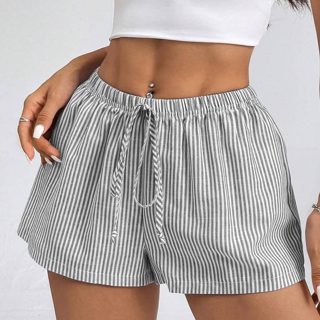 Shorts For Women Striped Button Casual Loose  Shorts