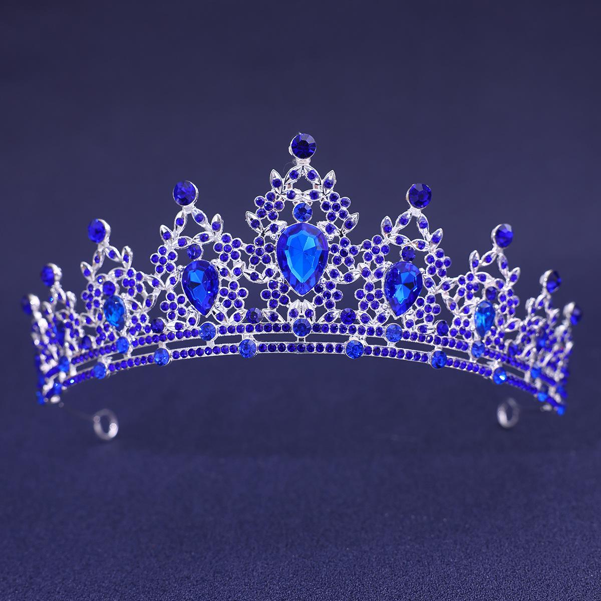 

Luxury Elegant Princess Bridal Crystal Tiara Crown For Women Silver Color Diadem Veil Tiaras Wedding Hair Accessories Headpieces