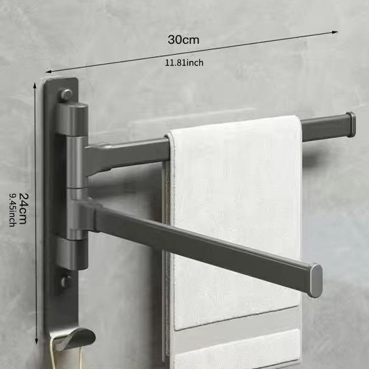 Bathroom Rotating Towel Bar Wall Mounted Non Perforated Iron Towel Storage Rack For Household Bathroom Storage Products