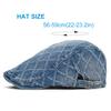 Denim Lattice Beret Hat Washed Distressed Peaked Cap Adjustable Cotton Newsboy Cap Vintage Ivy Gatsby Cabbie Hats Flat Cap
