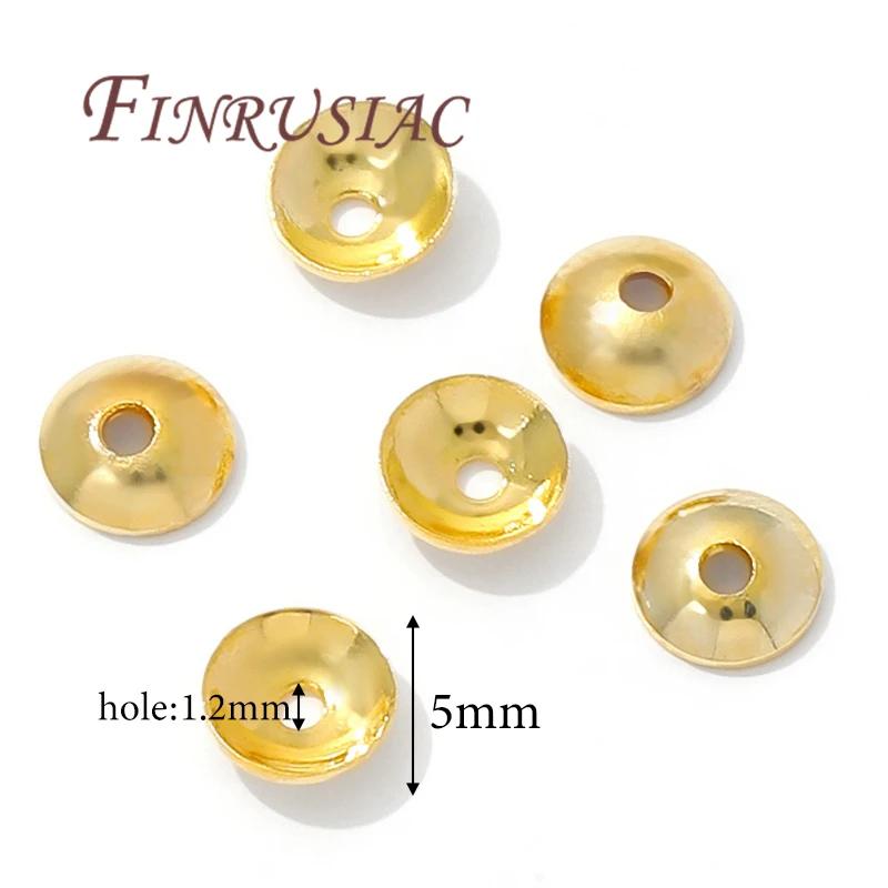 3mm 4mm 14K Gold Plated Brass Round Bead Caps For Necklace Bracelet Jewelry Making Supplies,DIY Accessories Beading Spacer Caps