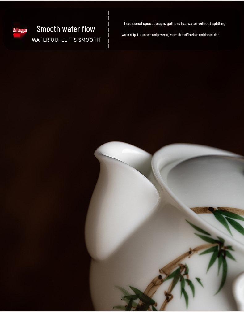 Hand-Painted White Porcelain Teapot with Anti-Scalding Handle and Built-in Filter - Chinese Kung Fu Tea Set