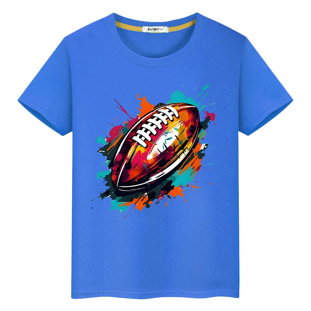 Rugby Print T-shirt 100%Cotton Cute Short Kawaii Tops  pride tshirt boy Summer anime Tees y2k one piece  gift kids clothes girls