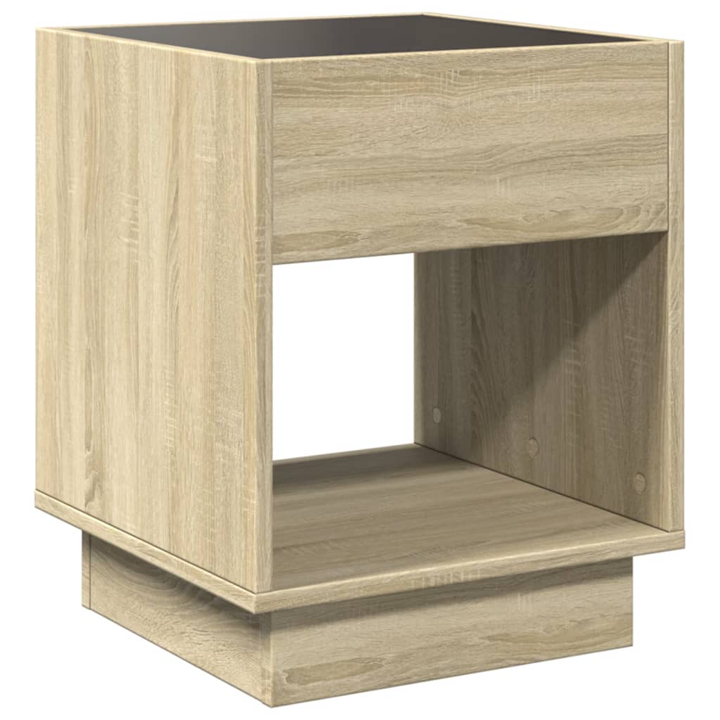 Nightstand with Infinity LED Sonoma Oak Finish 40 x 40 x 50 cm