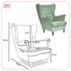 Diana Scandinavian Wing Chair Family Furniture Mint Pistachio Suede