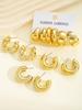 12pcs/Set Classic Fashion Twist C Shape Tear Drop Design Women's Gold-Color Earrings For Daily Workplace And Party Outfits 2025