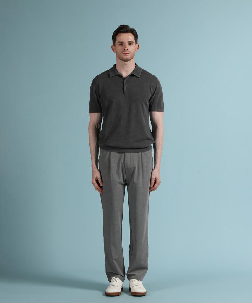 PANICALE Charcoal Garment-Dyed Polo Knit