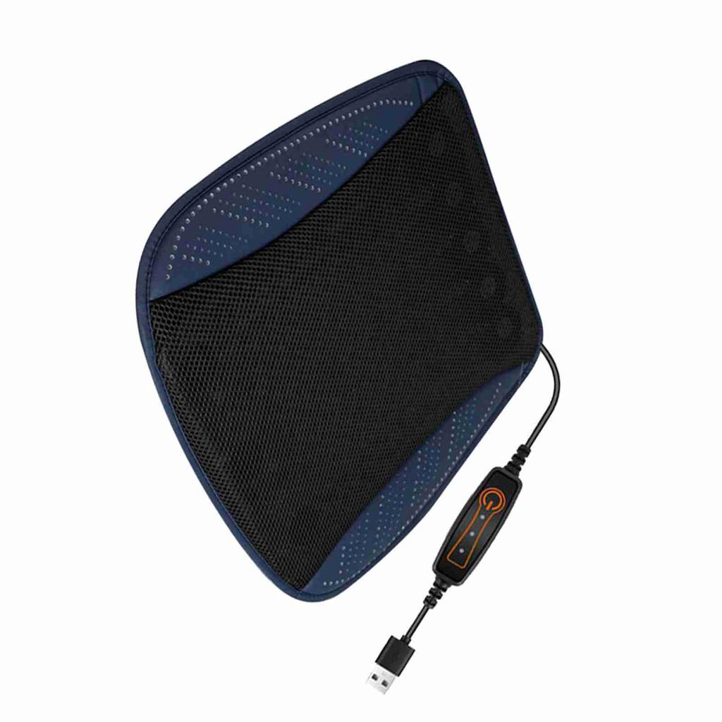 Ventilated Seat Cushion with USB Port, Summer Breathable Cooling Pad for All Car Seats, Home and Office Chairs, Navy