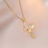Butterfly Necklace with Color-Retaining Zircon - Fashionable, Versatile Women's Jewelry Accessory.