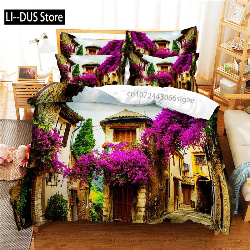 Comforter Lavender Manor Bedding Set 3D Bedding Digital Printing Queen Size Bedding Set Fashion Design