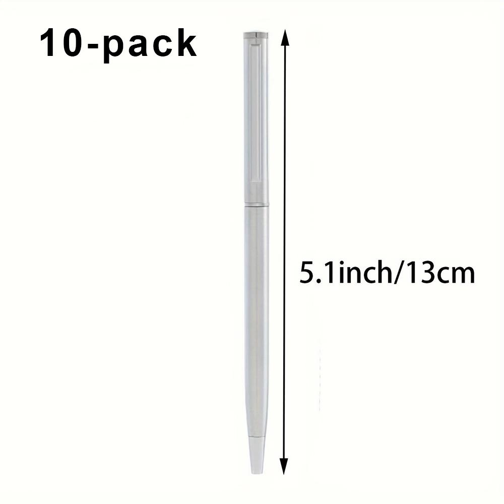 Set of 20 Elegant Silver Stainless Steel Ballpoint Pens - Durable, medium nib, twist-top design, smooth writing, perfect for off