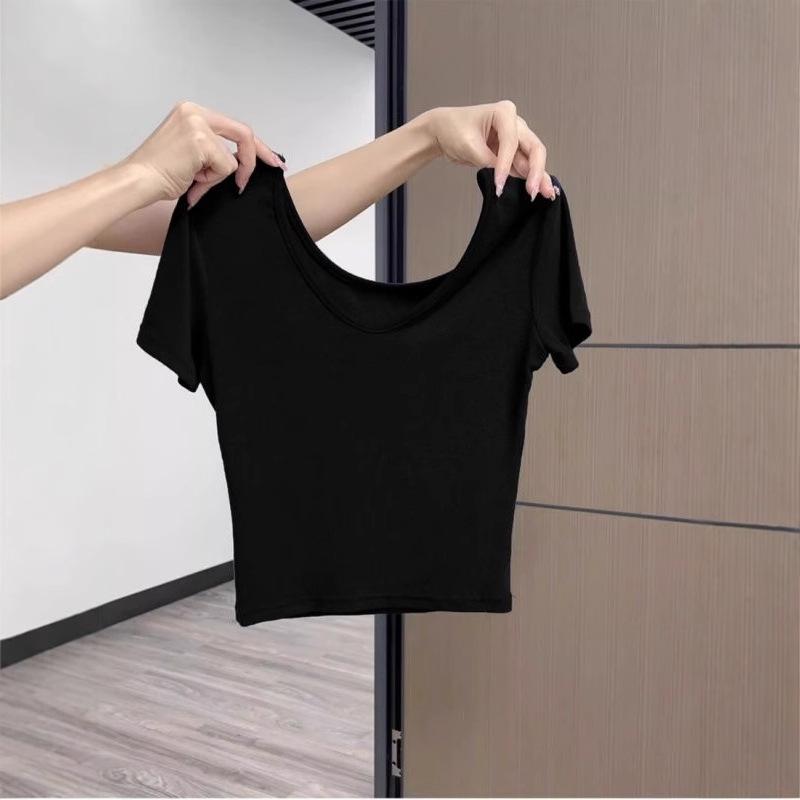 

New American Style Women s Slim-Fit Grey V-Neck Short-Sleeve Cropped T-Shirt - Summer 2025 Collection XL чорний