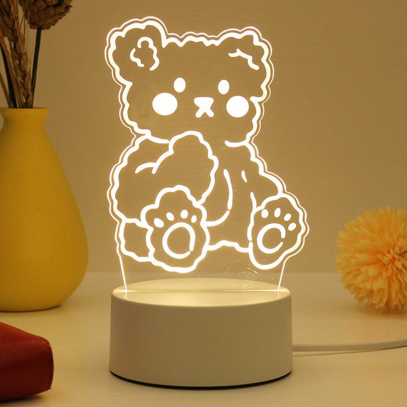 3d Light Creative Holiday Gift Bedroom Cartoon Bedside Lamp Usb Straight Plug